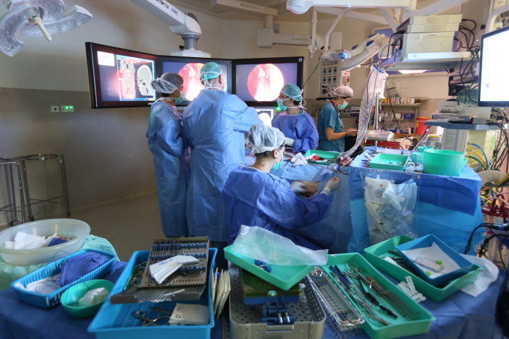 ​Doctors performing a neck surgery 
at Rambam HCC.
Photo Credit: Spokesperson's Office, RHCC