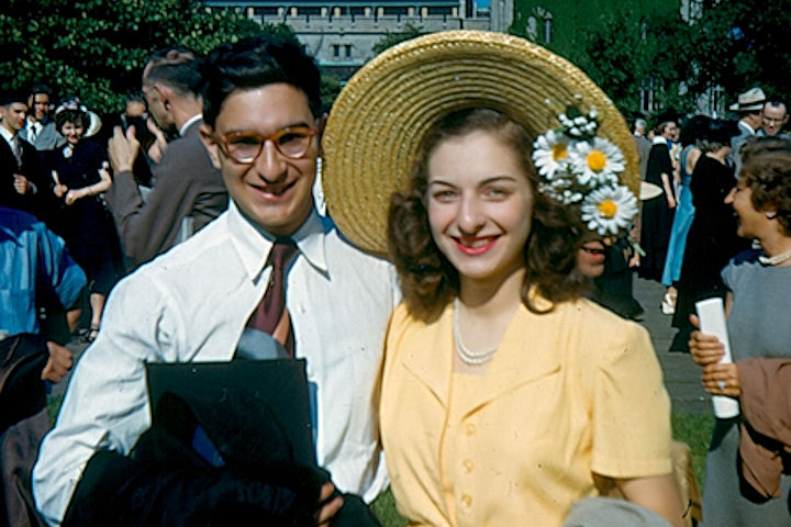 (L-R) Ernest and Bonnie Beutler at Ernest's graduation, the day after their wedding on June 15, 1950. Photo courtesy of the Beutler family.