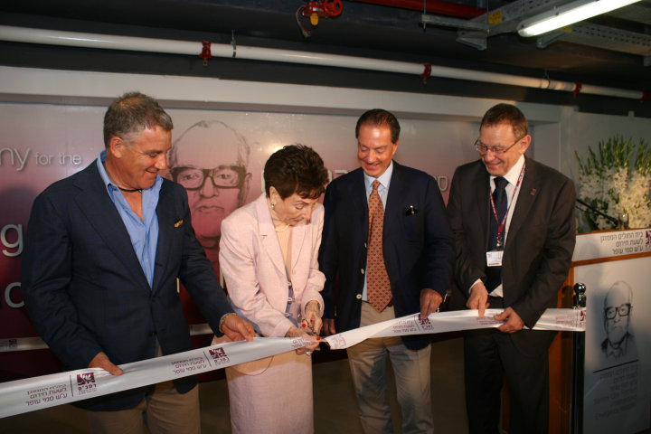 Aviva Ofer with her sons at the ribbon-cutting ceremony for the Sammy Ofer Fortified Underground Emergency Hospital. Photo credit: Pioter Fliter.