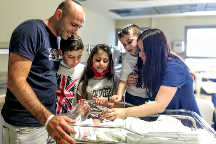The Tesler family with their newborn son at Rambam. Photography: Courtesy of the Tesler Family.