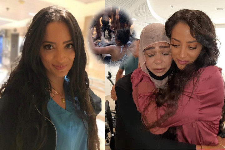 Walaa Sabbagh at the hospital (L), at the time of the incident (middle inset), and with Nabil's wife, Dalia, during a special ceremony held in her honor after the incident (R). Photography courtesy of Rambam HCC.