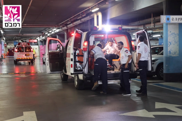 An MDA ambulance team during the emergency drill at Rambam. Photography: Rambam HCC.