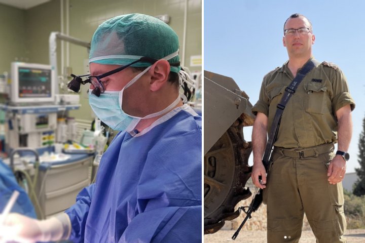 Dr. Yotam Shkedy (L) at Rambam and (R) in the field. Photography: Rambam HCC.