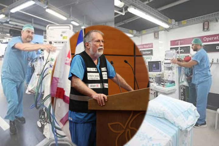 Professor Michael Halberthal, director general of Rambam, provides an emergency assessment as Rambam staff prepare the underground hospital. Photography: Rambam HCC
